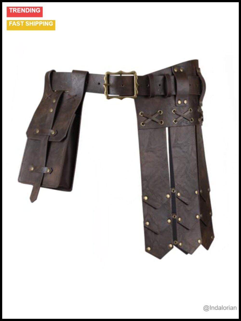 Medieval Belt Knight Armor with Pouch Retro Faux Leather Renaissance Viking
